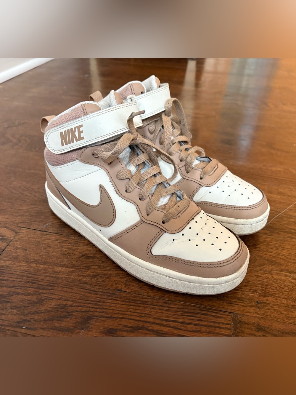 Nike Mid-Top Sneakers in White and Taupe